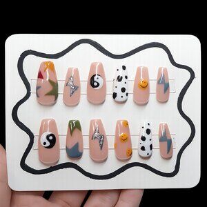 Hand-Painted Press-On Nails Set